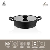 Vento Döküm Titanyum Kaplama Cam Kapaklı Basık Tencere 26x7 cm thumbnail 2