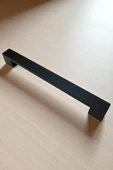 Safran Kalın Alüminyum Metal Lüks Modern Mobilya Çekmece Mutfak Dolabı Kulpu Siyah 128mm (5 Adet) - 2