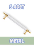 Tuana Rustik Alüminyum Metal Lüks Modern Mobilya Çekmece Mutfak Dolabı Kulpu Beyaz-Altın 160mm (5 Adet) - 1