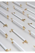 Tuana Rustik Alüminyum Metal Lüks Modern Mobilya Çekmece Mutfak Dolabı Kulpu Beyaz-Altın 128mm (5 Adet) - 4