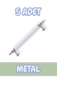 Tuana Rustik Alüminyum Metal Lüks Modern Mobilya Çekmece Mutfak Dolabı Kulpu Beyaz-Krom 96mm (5 Adet) - 1