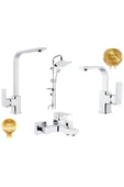 Kare Siera Üçlü Set (BANYO-LAVABO-EVYE) Duş Seti Krom - 1