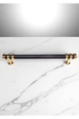 Nesli Alüminyum Metal Lüks Modern Mobilya Çekmece Mutfak Dolabı Kulpu Siyah-Altın 160mm (10 Adet) - 5