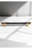 Nesli Alüminyum Metal Lüks Modern Mobilya Çekmece Mutfak Dolabı Kulpu Siyah-Altın 160mm (10 Adet) - 3