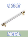 Nesli Alüminyum Metal Lüks Modern Mobilya Çekmece Mutfak Dolabı Kulpu Beyaz-Altın 224mm (5 Adet) - 1