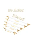 Tuana Rustik Alüminyum Metal Lüks Modern Mobilya Çekmece Mutfak Dolabı Kulpu Beyaz-Gold 96mm (10 Adet) - 1