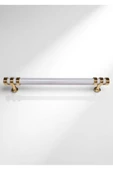 Nesli Alüminyum Metal Lüks Modern Mobilya Çekmece Mutfak Dolabı Kulpu Beyaz-Altın 224mm (5 Adet) - 2