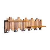 Ahşap Duvar Ve Kapı Askısı Elbise Askılık Portmanto 6 Askılı Piyano 2 Raflı Model - 3