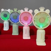 VANTİLATÖR USB ŞARJLI MİNİ FAN TAŞINABİLİR  IŞIKLI PEMBE 2 KADEMELİ EL VANTİLATÖRÜ thumbnail 2