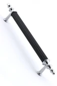 Tuana Rustik Alüminyum Metal Lüks Modern Mobilya Çekmece Mutfak Dolabı Kulpu Siyah-Krom 96mm - 2