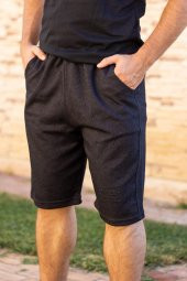 Erkek Siyah Ekose Kare Desen Nakış Baskılı İpli Lastikli Şort 21ESRTEKKO - 1