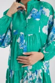 IŞŞIL 34951-Lyosell Çiçekli OverSize Hamile Giyim Elbise - 12