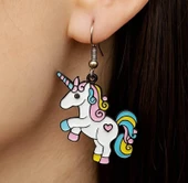 Unicorn Şekilli Mineli Kadın Küpe Çift Adet El Yapımı Küpe - 1