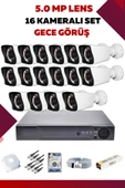 16 Kameralı Set - 5MP Sony Lensli Full Hd Gece Görüşlü Güvenlik Kamerası Sistemi - AW417YFI8I - 1
