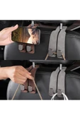 1 Adet Deri Araç İçi Koltuk Başlık Arkası Metal Kancalı Askı Çanta Elbise Askısı Oto Telefon Tutucu - 8