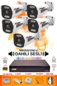 FURY 5 li Sesli 6 Warm Led Gece Renkli Görüş Su Geçirmez Güvenlik Kamerası Seti 500GB thumbnail 2