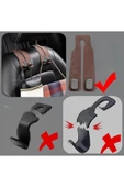 1 Adet Deri Araç İçi Koltuk Başlık Arkası Metal Kancalı Askı Çanta Elbise Askısı Oto Telefon Tutucu - 4
