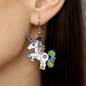 Unicorn Şekilli Mineli Kadın Küpe Çift Adet El Yapımı Küpe - 2