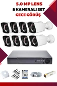 8 Kameralı Set - 5MP Sony Lensli Full Hd Gece Görüşlü Güvenlik Kamerası Sistemi - WXVCNZ76R0 - 1