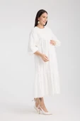 IŞŞIL 34910-Brode Nakış OverSize Hamile Giyim Elbise - 3