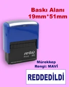 Reddedildi Kaşesi, 912 (51mmx19mm) Mavi Keçeli Otomatik Kaşe - 1