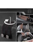 1 Adet Deri Araç İçi Koltuk Başlık Arkası Metal Kancalı Askı Çanta Elbise Askısı Oto Telefon Tutucu - 5