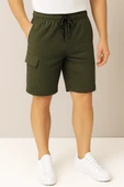 Haki Kargo Cepli Pamuklu Şort - 1