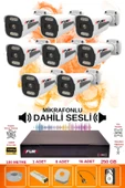 FURY 8 li Sesli 6 Warm Led Gece Renkli Görüş Su Geçirmez Güvenlik Kamerası Seti 250GB thumbnail 2