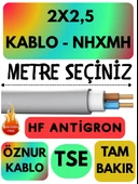 Öznur 2x2,5 NHXMH (ALEV İLETMEZ) Kablo Metre Seçenekli (Gri) - 1