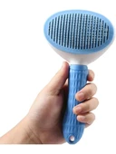 Otomatik Temizlenen Tuşlu Tüy Toplayıcı Tarak Kedi Köpek Mavi - 1