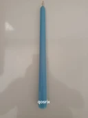 qosrix Açık Mavi Şamdan Soya Mumu 1. Kalite Soya Doğal Pudra Kokulu Uzun Çubuk Konik Mum Dekoratif 1 Adet - 3