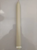 qosrix Açık Krem Şamdan Soya Mumu 1. Kalite Soya Doğal Pudra Kokulu Uzun Çubuk Konik Mum Dekoratif 1 Adet - 3