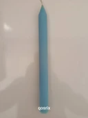 qosrix Açık Mavi Şamdan Soya Mumu 1. Kalite Soya Doğal Pudra Kokulu Uzun Çubuk Konik Mum Dekoratif 1 Adet thumbnail 3