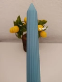 qosrix Açık Mavi Şamdan Soya Mumu 1. Kalite Soya Doğal Pudra Kokulu Uzun Çubuk Konik Mum Dekoratif 1 Adet thumbnail 2