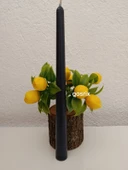 qosrix Antrasit Gri Şamdan Soya Mumu 1. Kalite Doğal Vanilya Kokulu Uzun Çubuk Konik Mum Dekoratif 1 Adet thumbnail 1