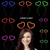 Glow Stick Karanlıkta Yanan Fosforlu Kalp Taç 12 Adet thumbnail 1