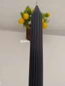 qosrix Antrasit Gri Şamdan Soya Mumu 1. Kalite Doğal Vanilya Kokulu Uzun Çubuk Konik Mum Dekoratif 1 Adet - 2