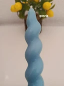 qosrix Açık Mavi Italyan Burgulu Şamdan Soya Mumu Doğal Kokulu Çubuk Konik Burgu Spiral Mum Dekoratif 1 Adet thumbnail 3