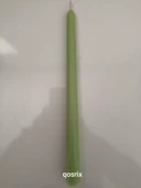 qosrix Açık Yeşil Şamdan Soya Mumu 1. Kalite Doğal Vanilya Kokulu Uzun Çubuk Konik Mum Dekoratif 1 Adet - 3