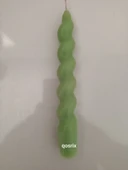 qosrix Açık Yeşil Italyan Burgulu Şamdan Soya Mumu Doğal Kokulu Çubuk Konik Burgu Spiral Mum Dekoratif 1 Adet - 4