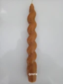qosrix Hardal Sarısı Italyan Burgulu Şamdan Soya Mumu Doğal Kokulu Çubuk Konik Burgu Spiral Mum Dekoratif 1 Adet - 3