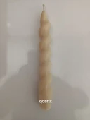 qosrix Krem Italyan Burgulu Şamdan Soya Mumu Doğal Kokulu Çubuk Konik Burgu Spiral Mum Dekoratif 1 Adet - 3