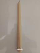 qosrix Krem Şamdan Soya Mumu 1. Kalite Soya Doğal Pudra Kokulu Uzun Çubuk Konik Mum Dekoratif 1 Adet - 5