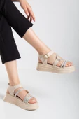 Lenda Bej Cilt Kemerli Sandalet - 2
