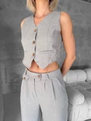 Essential yelek pantolon takım gri s255254 - 4