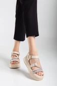 Lenda Bej Cilt Kemerli Sandalet - 1