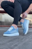 WG018 Buz Mavi Kot Kumaş Erkek Casual Ayakkabı - 2