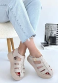 Toten Bej Cilt Kemerli Sandalet - 2