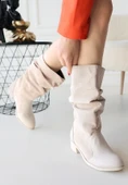 Jolin Bej Cilt Süet Detaylı Çizme - 2