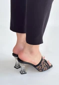Erja Siyah Desenli Triko Topuklu Terlik - 2